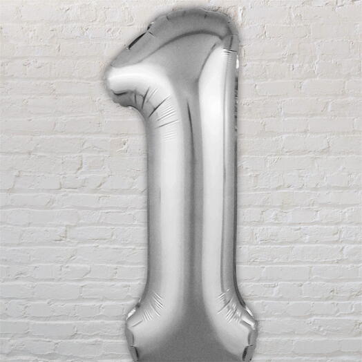 Шар цифра 1 серебро, 102 см