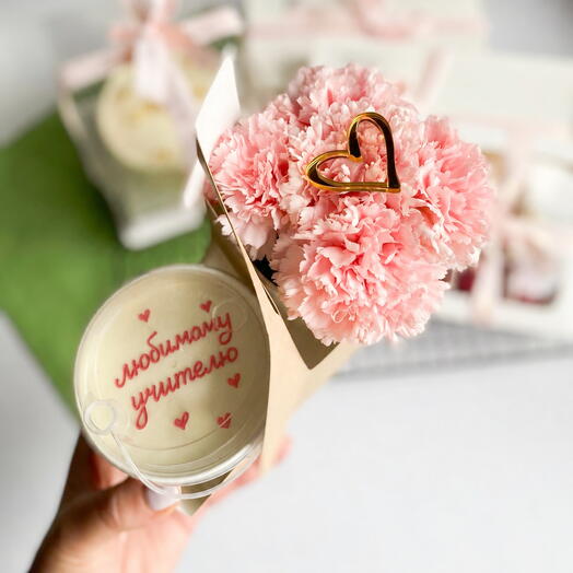 Цветы + cake to go учителю