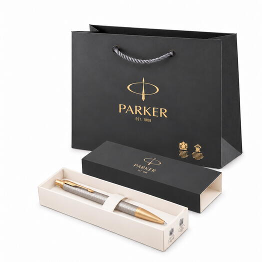Шариковая ручка Parker IM Premium Warm Silver GT подарок женщине, мужчине, руководителю, коллеге, подруге