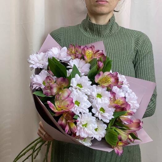 Chrysanthemum and alstrameria duobucket