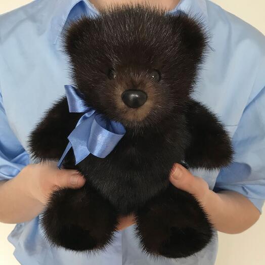 Мишка Рокки из натурального меха, ручная работа