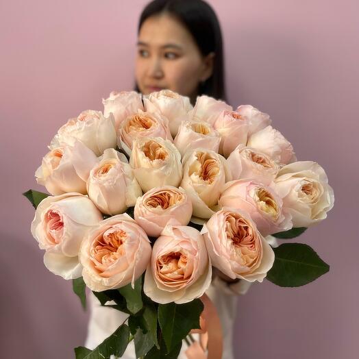 Bouquet of 21 David Austin peach roses of the Juliet variety 💕Luxury peony-shaped roses 💕