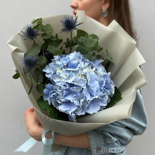 Bouquet "My promised Heaven" (hydrangea, eringium, eucalyptus)