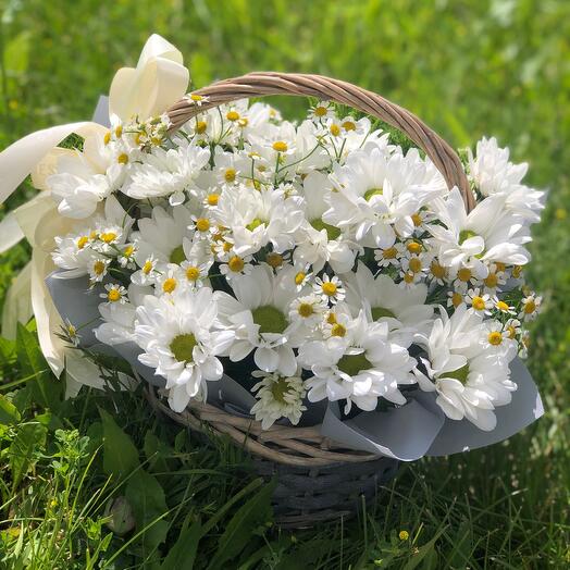 Basket with daisies