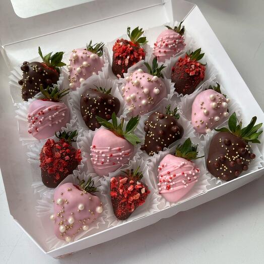 Set of Chocolate-covered strawberries and Christmas Tree Toys