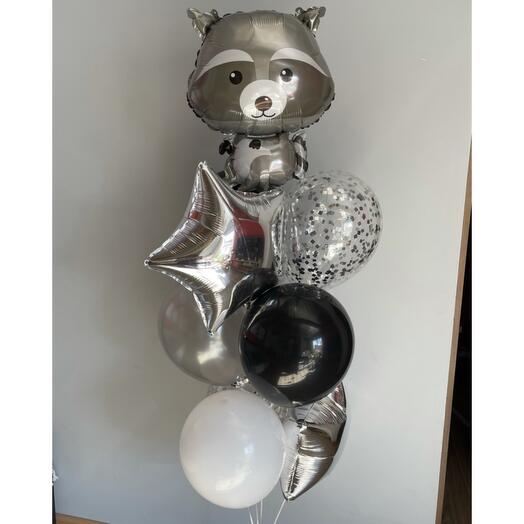 A set of Raccoon balloons, with helium