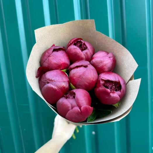 Burgundy Peonies Premium red charm 7pcs