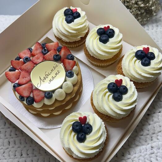 Набор mini медовик + капкейки 5шт для мамы