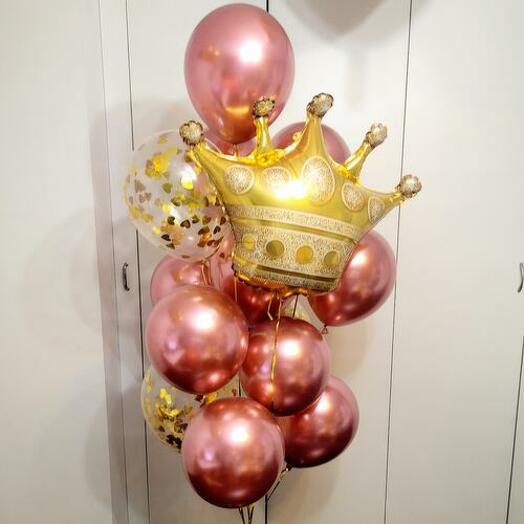 Fuente globos de helio y corona