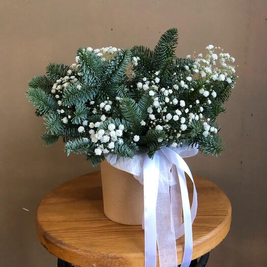 Зимняя композиция ель с гипсофилой🌲❄️