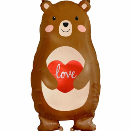 Фольгована кулька Ведмедик з серцем