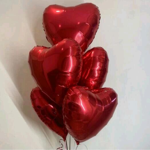 Набор гелиевых фольгированных шаров «Красное сердце»