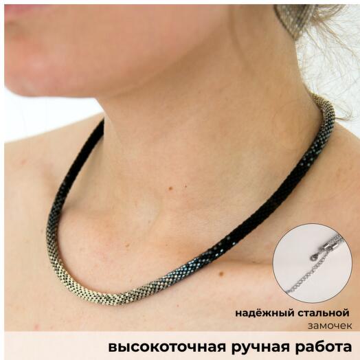 Choker necklace in black silver color of the Black diamond collection, stylish, beautiful, high-quality handmade jewelry