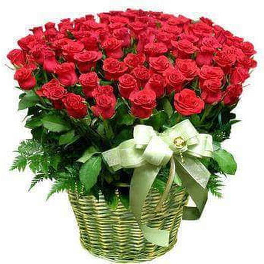 100 Shades of Love: 100 Red Roses (50-60 CM) in a Basket