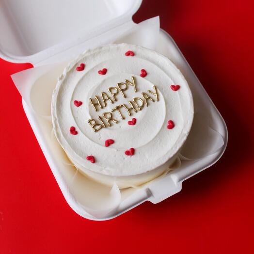 Бенто торт на день рождения с надписью «happy birthday» в подарок, на фотосессию, в офис коллеге