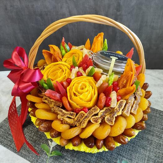 Съедобный букет (корзина) с сухофруктами и медом