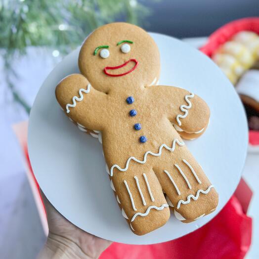 Торт новогодний на Новый год «Медовый Пряник» в форме пряничный человечек