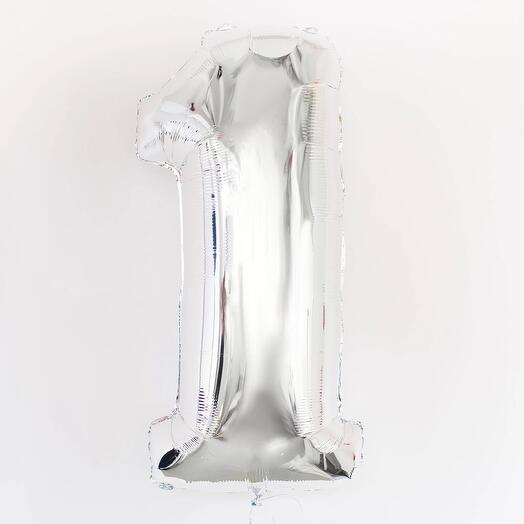 Шар цифра 1 серебряная