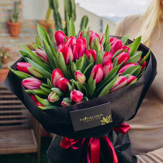 50 red tulips