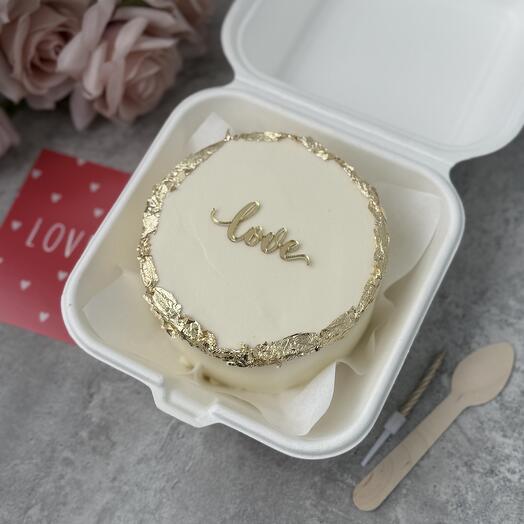 Бенто торт S love любовь золотой