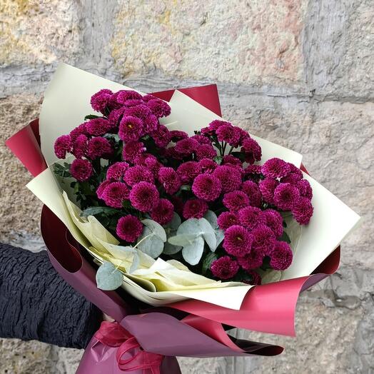 Букет с помпонной сантини