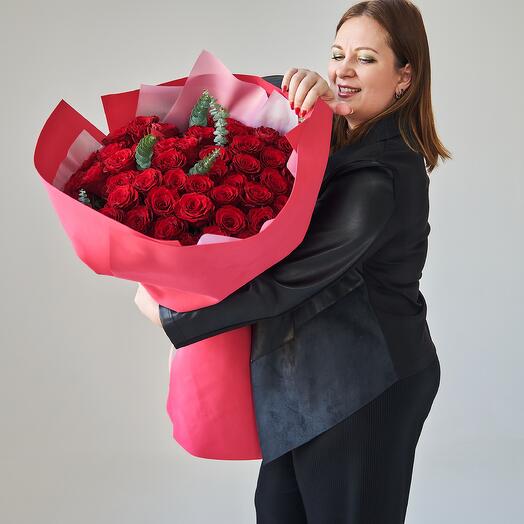 Roses 60cm in a bouquet of 51 pieces