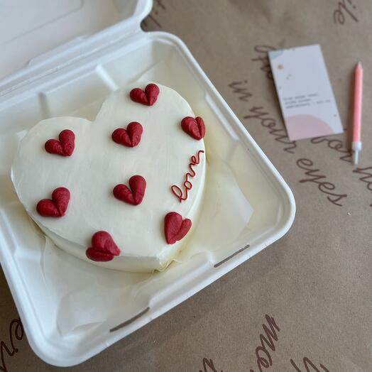 A cake with voluminous hearts