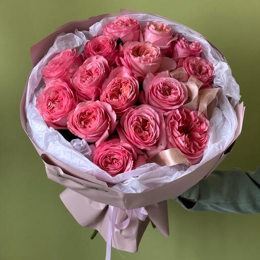 Монобукет из 15 розовых роз PINK EXPRESSION
