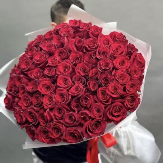 Букет из 101 идеальной красной розы