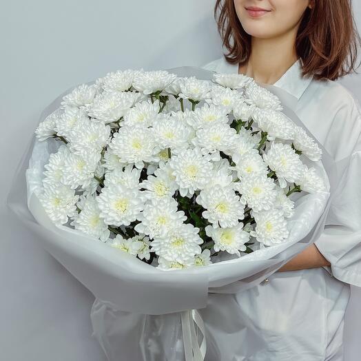 Букет из белых хризантем, 11 шт
