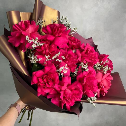 Букет Пинк Флойд с белым лимониумом 11 шт