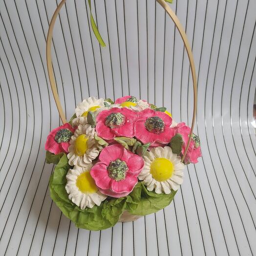 Букет зефирных цветов ручной работы