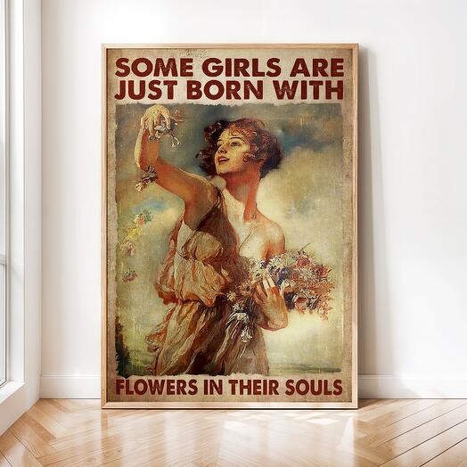 Интерьерный постер "Цветы" винтажная картина 03-0009