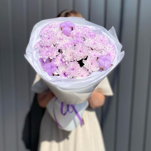 Сиреневые хризантемы с хлопком 💜