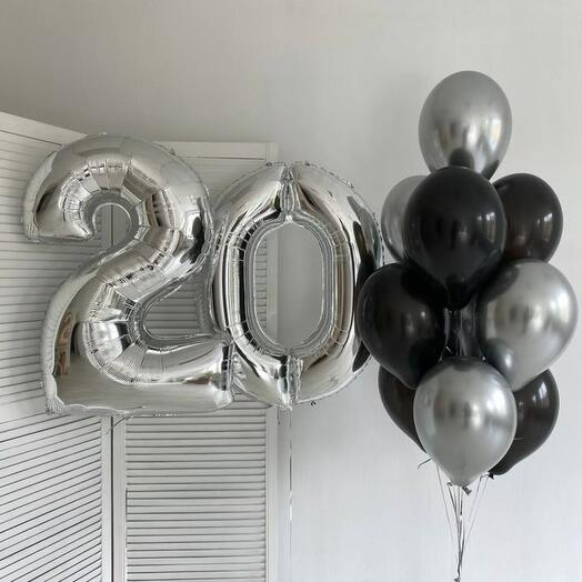 Шары цифры и фонтан