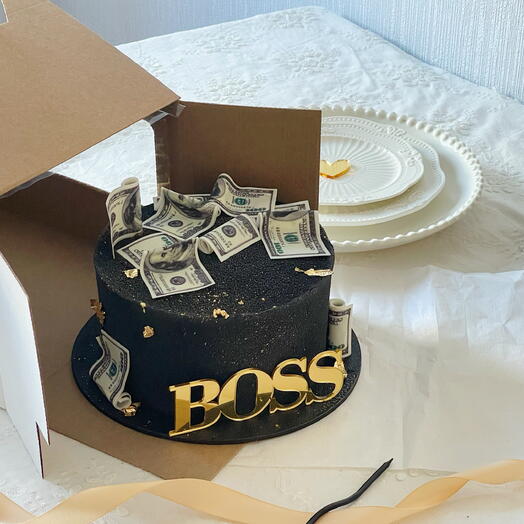 Торт 1 кг велюр с долларами Boss