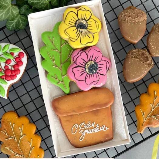 Пряники к дню учителя «Цветы в горшочке мини»