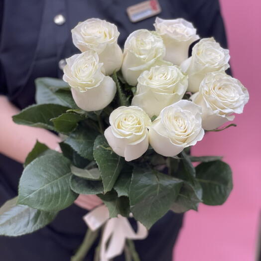 Букет белых роз, 9 шт