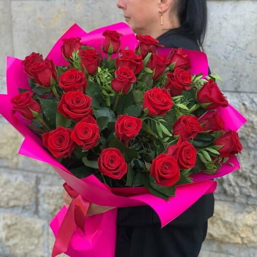 Монобукет алых роз 🌹