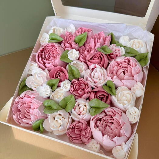 Зефирная коробочка цветов оттенки розового