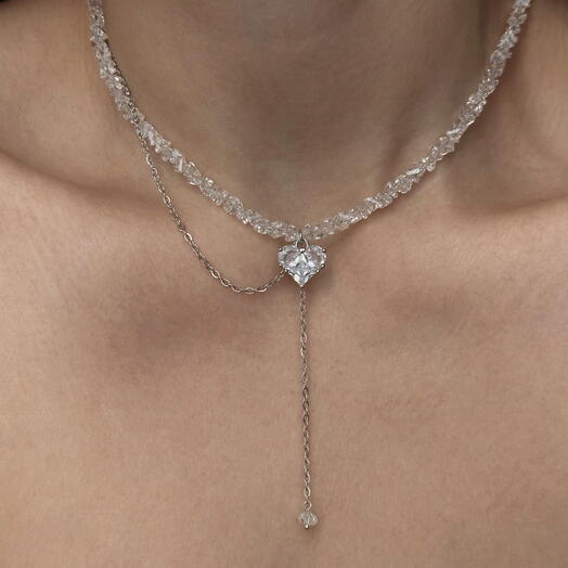 Чокер из ювелирного стекла с сердцем crystall glass и цепочкой для сестры, подруги, любимой девушки