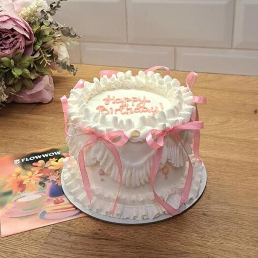 Торт Ламбет с розовыми ленточками 1кг. На день рождение, на подарок, к чаю, маме, жене, девушке,  подруге, коллеге