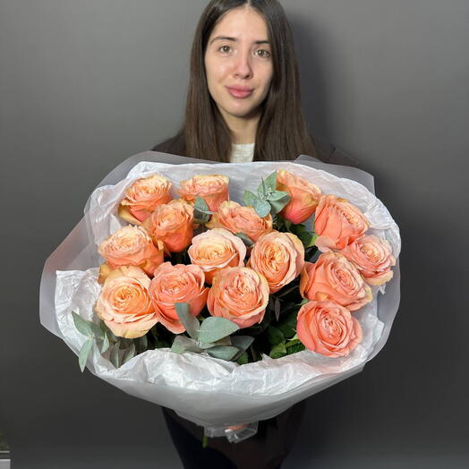 Букет из 15 пион роз Kahala 003