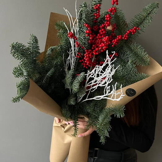 Новогодний, рождественский букет из нобилиса Зимний букет. Размер S