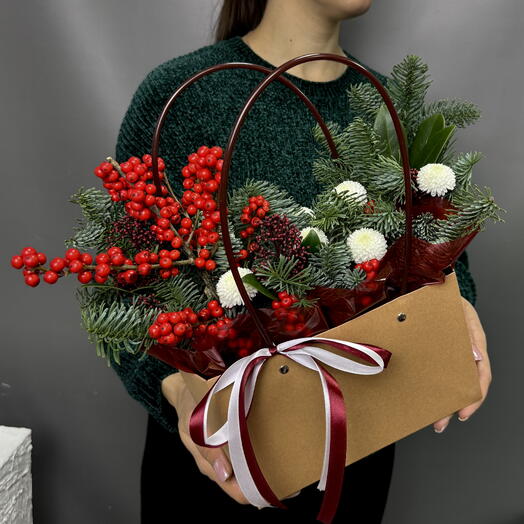 Сумочка с нобилисом ❣️Илекс, шарики хризантемы