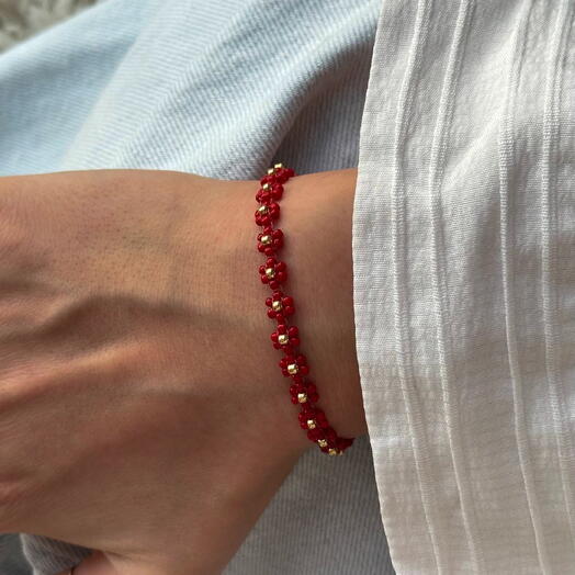 Браслет подарочный "Red love" из японского ювелирного премиального бисера