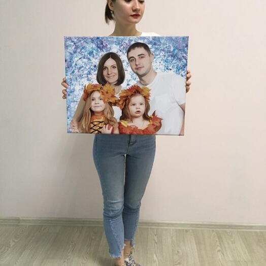 Сертификат на создание картины или портрета по фотографии 40*50, 4 лица