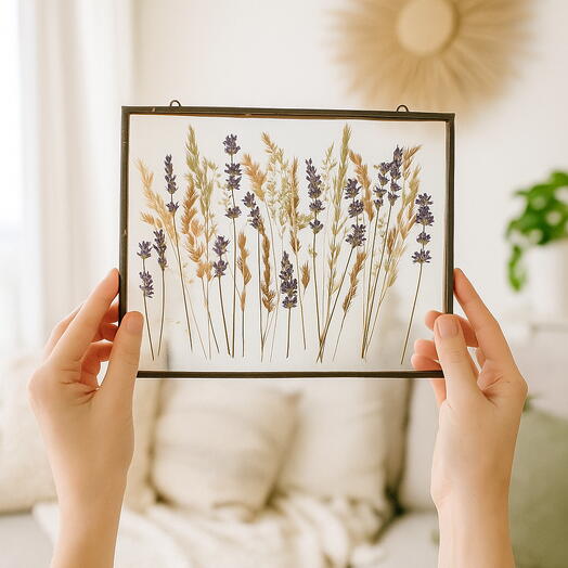 Арт. 067 Картина с лавандой и злаками в стекле - подарок уюта, природы и тепла