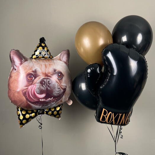 Набор шаров с бульдогом «Happy birthday»