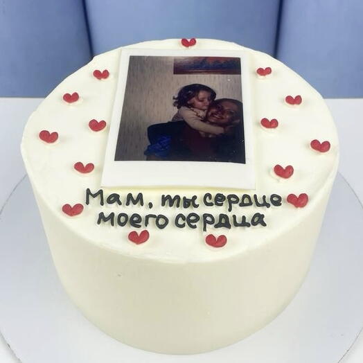 Торт маме на день рождения с фотопечатью, "Сердце моего сердца"